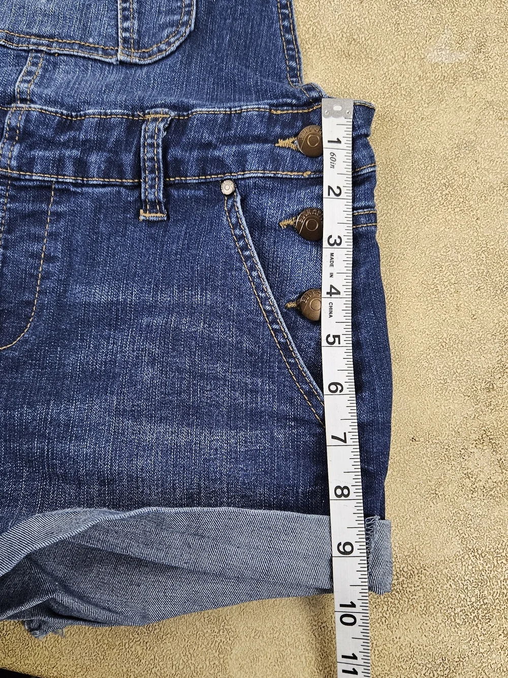 Blue Spice Dark Wash Denim Short Overalls Blue Size 7 - Picture 7 of 14